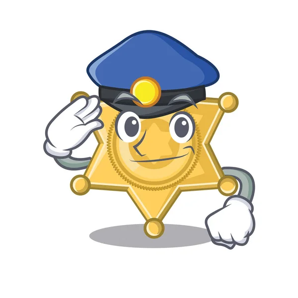 Policía estrella insignia policía aislado en mascota — Vector de stock