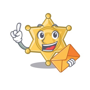 Bir karikatür üzerinde zarf yıldız rozeti polis ile