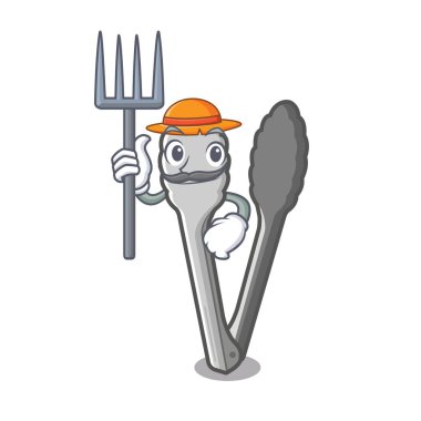 Çiftçi maşa maskot ile izole