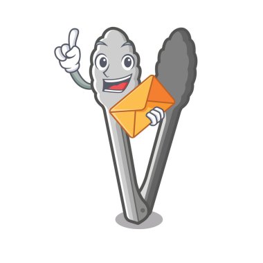 Bir karikatür şeklinde zarf maşa ile