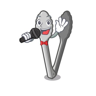 Bir karikatür mutfakta Singing maşa