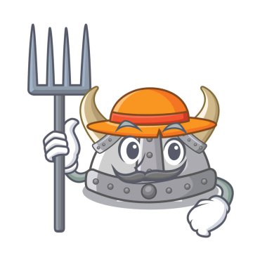 Çiftçi viking kask karakteri ile izole