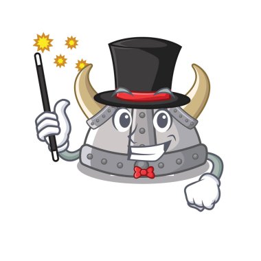 Bir karikatür sihirbaz viking kask