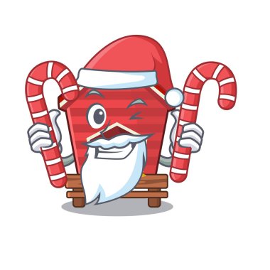 Karikatür tabloda şeker oyuncak tavuk kümesi ile Santa