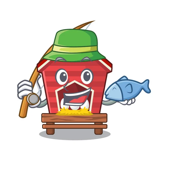 Fishing chicken coop in character house yards — Stock Illustration Fishing chicken coop in character house yards Royalty Free Stock Illustrations