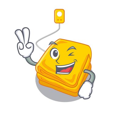 Karikatür ile izole iki parmak elektrikli battaniye