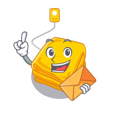 Karikatür ile izole zarf elektrikli battaniye ile