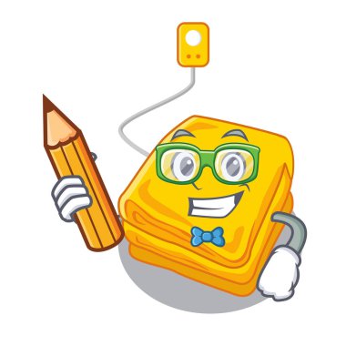 Öğrenci elektrikli battaniye karikatür ile izole