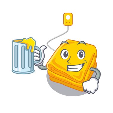 Maskot dolabında saklanan meyve suyu elektrikli battaniye ile