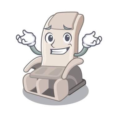 Grinning massage chair in the mascot shape clipart