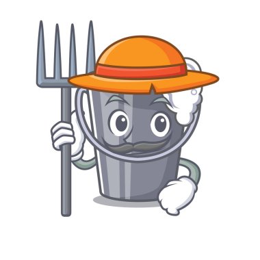 Çiftçi sabunlu su maskot ile izole