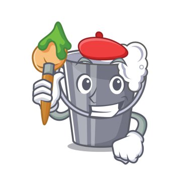 Sanatçı sabunlu su maskot ile izole