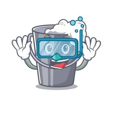 Bir karikatür kova içinde dalış sabunlu su