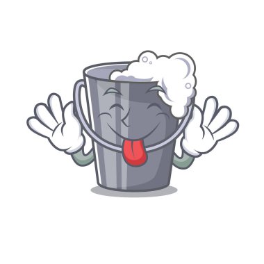 Bir karikatür şişesinde sabunlu su dışarı Dil