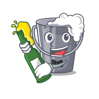 Bir çizgi film şişesinde bira sabunlu su ile