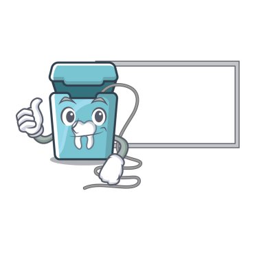 Karakter ile izole kurulu diş ipi ile thumbs up