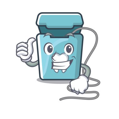 Başparmak yukarı diş ipi karikatür şeklinde