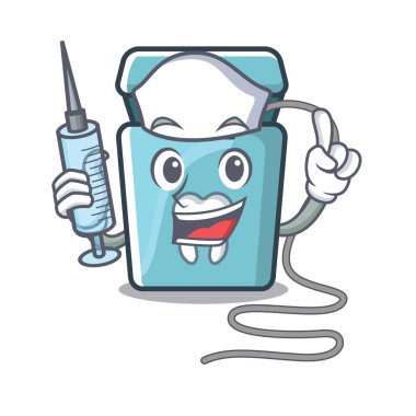 Karikatür şeklinde hemşire diş ipi