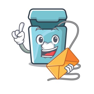 Karikatür şeklinde zarf diş ipi ile