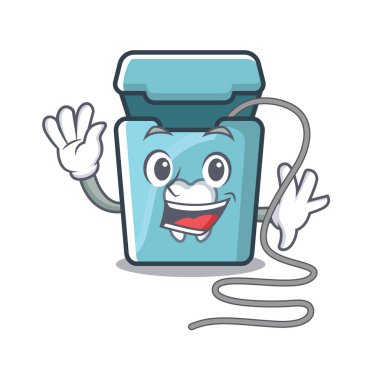 Karikatür şeklinde diş ipi sallayarak