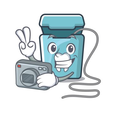 Bir maskot kutusunda fotoğrafçı diş ipi