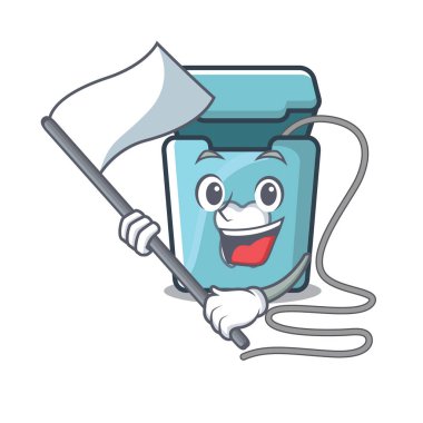 Bir karikatür bayrak oyuncak diş ipi ile