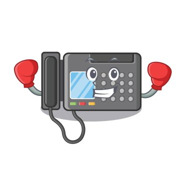 Boks Faks makinesi maskot izole