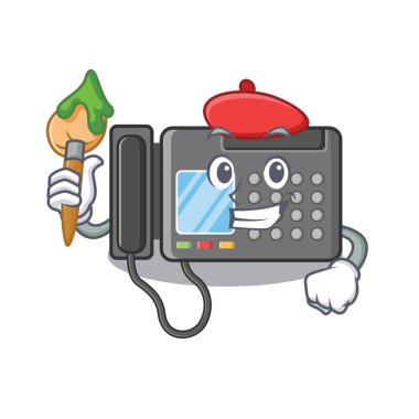 Maskot izole sanatçı Faks makinesi