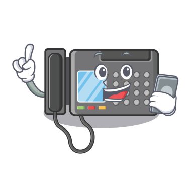 Maskot izole telefon faks makinesi ile
