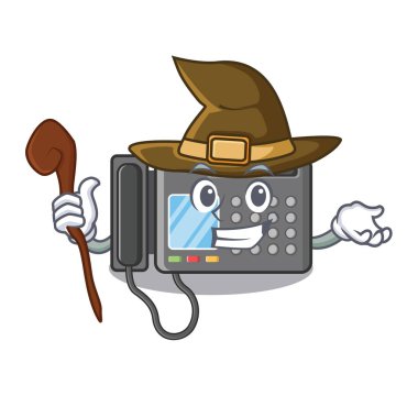 Çizgi film masasının üstündeki cadı Faks makinesi