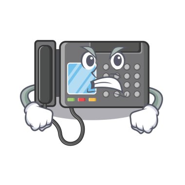 Çizgi film masasının üstündeki öfkeli Faks makinesi