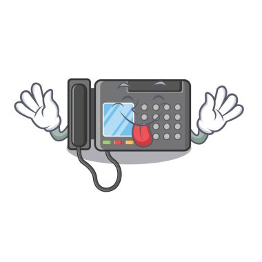 Dil dışarı Faks makinesi karikatür Duvar sıkışmış