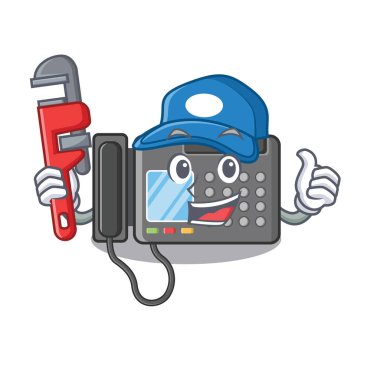 Tesisatçı Faks makinesi karikatür Duvar sıkışmış