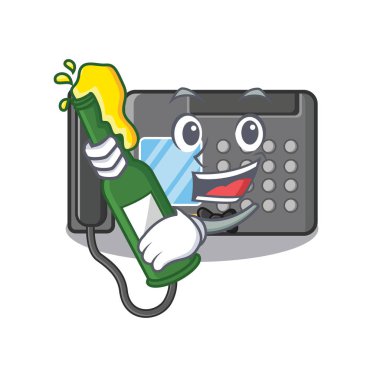 Bira Faks makinesi ile karikatür Duvar sıkışmış