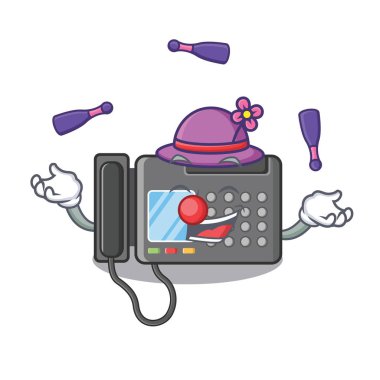 Juggling Faks makinesi karikatür Duvar sıkışmış