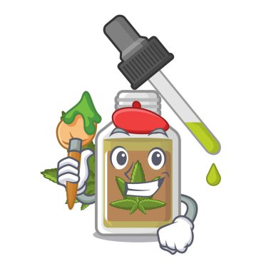 Karakter şişesinde sanatçı kenevir yağı