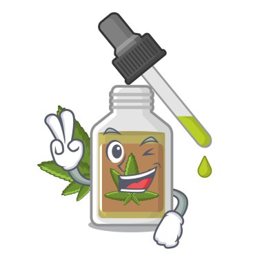 Karikatür şeklinde iki parmak kenevir yağı