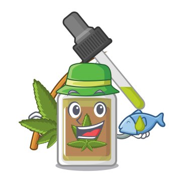 Balıkçılık kenevir yağı karikatür ile izole