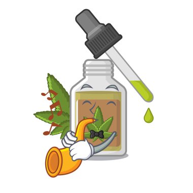 Karikatür ile izole trompet kenevir yağı ile