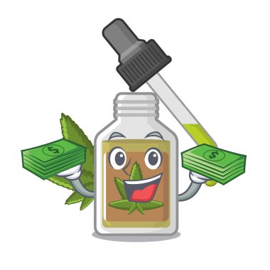 Para çantası ile kenevir yağı karikatür ile izole