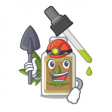 Madenci kenevir yağı karikatür ile izole