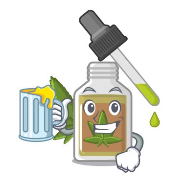 Meyve suyu ile kenevir yağı karikatür ile izole