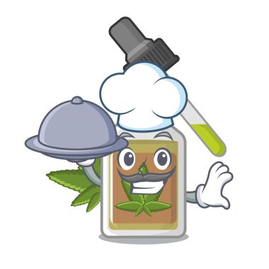 Gıda ile aşçı kenevir yağı karikatür ile izole