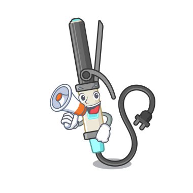 Maskot izole megafon demir Curling ile