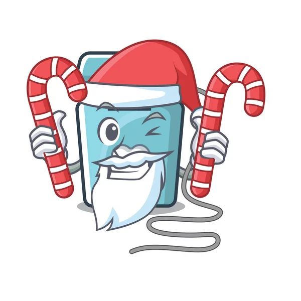 Bir karikatür şeker oyuncak diş ipi ile Santa