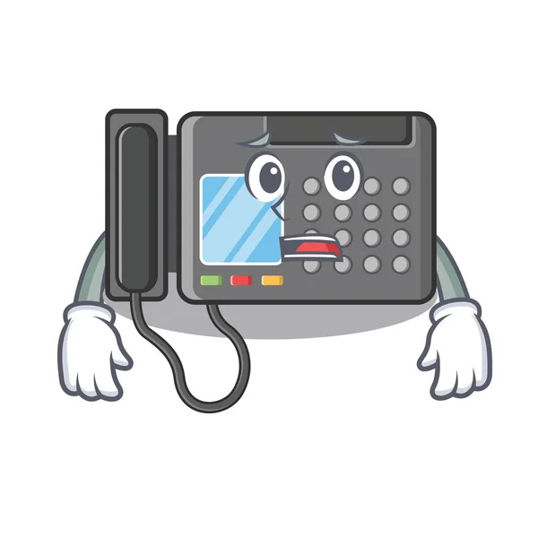 Máquina de fax com medo acima da mesa dos desenhos animados — Vetor de Stock