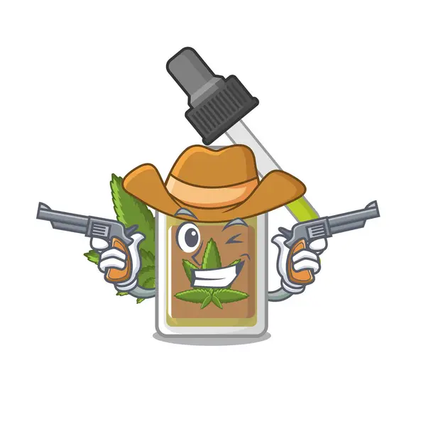 Cowboy hemp oil in the character bottle — Stock Vector