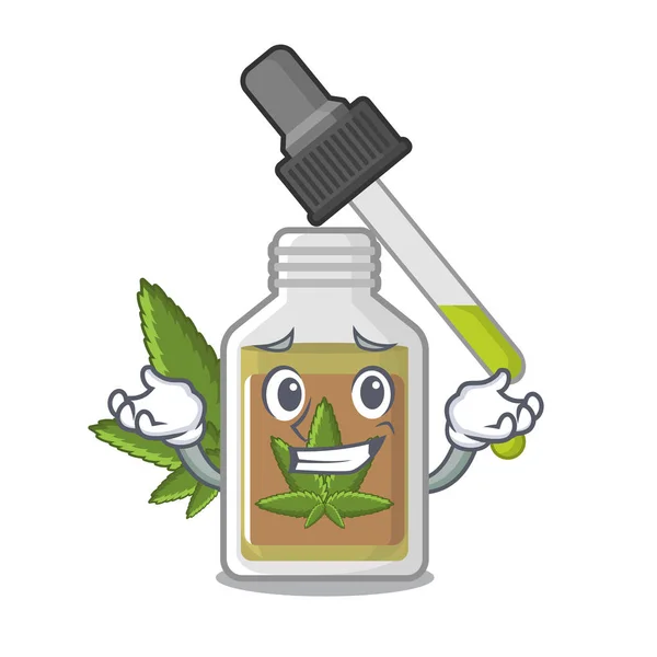 Aceite de cáñamo sonriente en forma de dibujos animados — Vector de stock