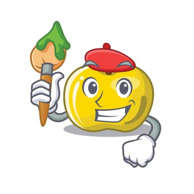 Sanatçı sarı elma dilimleri karikatür şekli