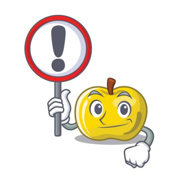 İşareti sarı elma dilim karikatür şekli ile